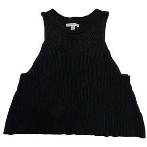 American Eagle Outfitters Black Ribbed Crop Sleeveless Cotton Sweater Size M